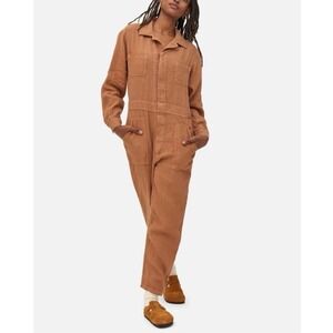MATE the Label Women Sz S Linen Long Sleeve Button-Up Jumpsuit Coveralls Sedona